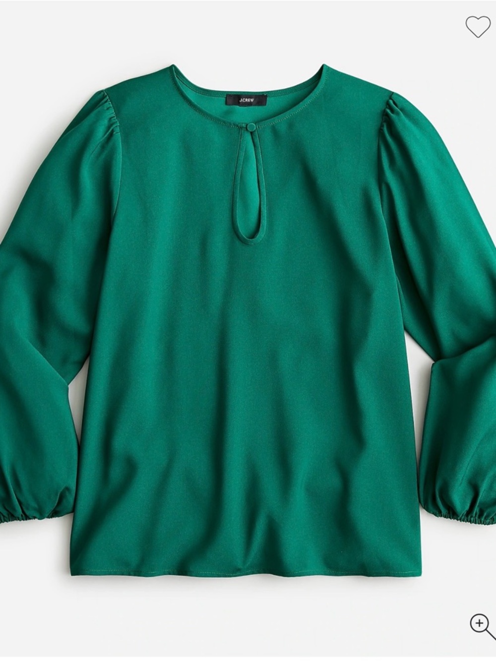 J. Crew Women's Hunter Green Keyhole Puff-Sleeve Blouse